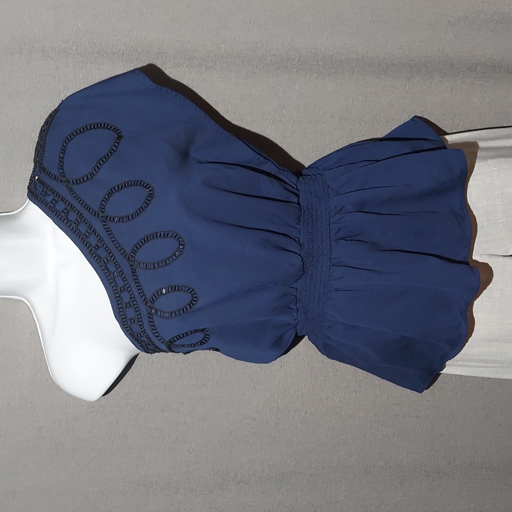 Jaloux one shoulder sequin design blouse size M Navy Blue